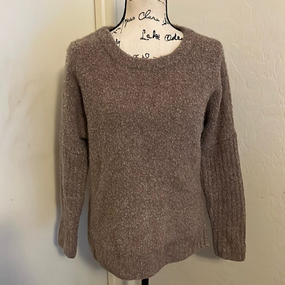 Anthropologie Sleeping On Snow Brown Fuzzy Style Pullover Sweater